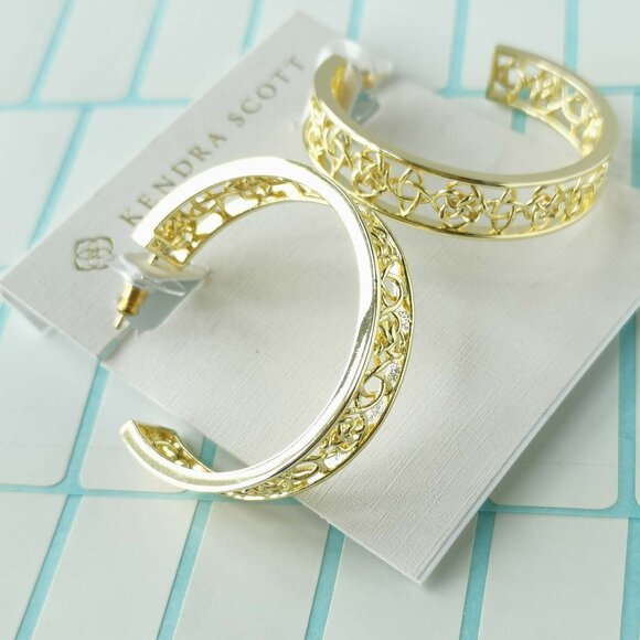 Kendra Scott Kelly Gold Hoop Earrings w/ dust bag - Picture 2 of 3